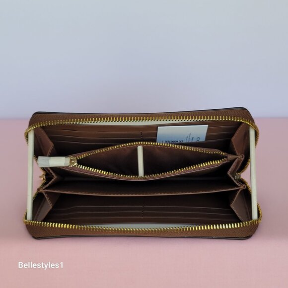 COACH Signature Canvas With Wildflower Print Zip-Around Wallet/Wristlet-Khaki M - Picture 14 of 16